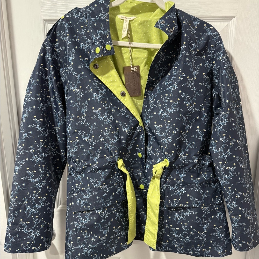 NWT Matilda Jane Blue and Green Utility Jacket with Stand-Up Collar